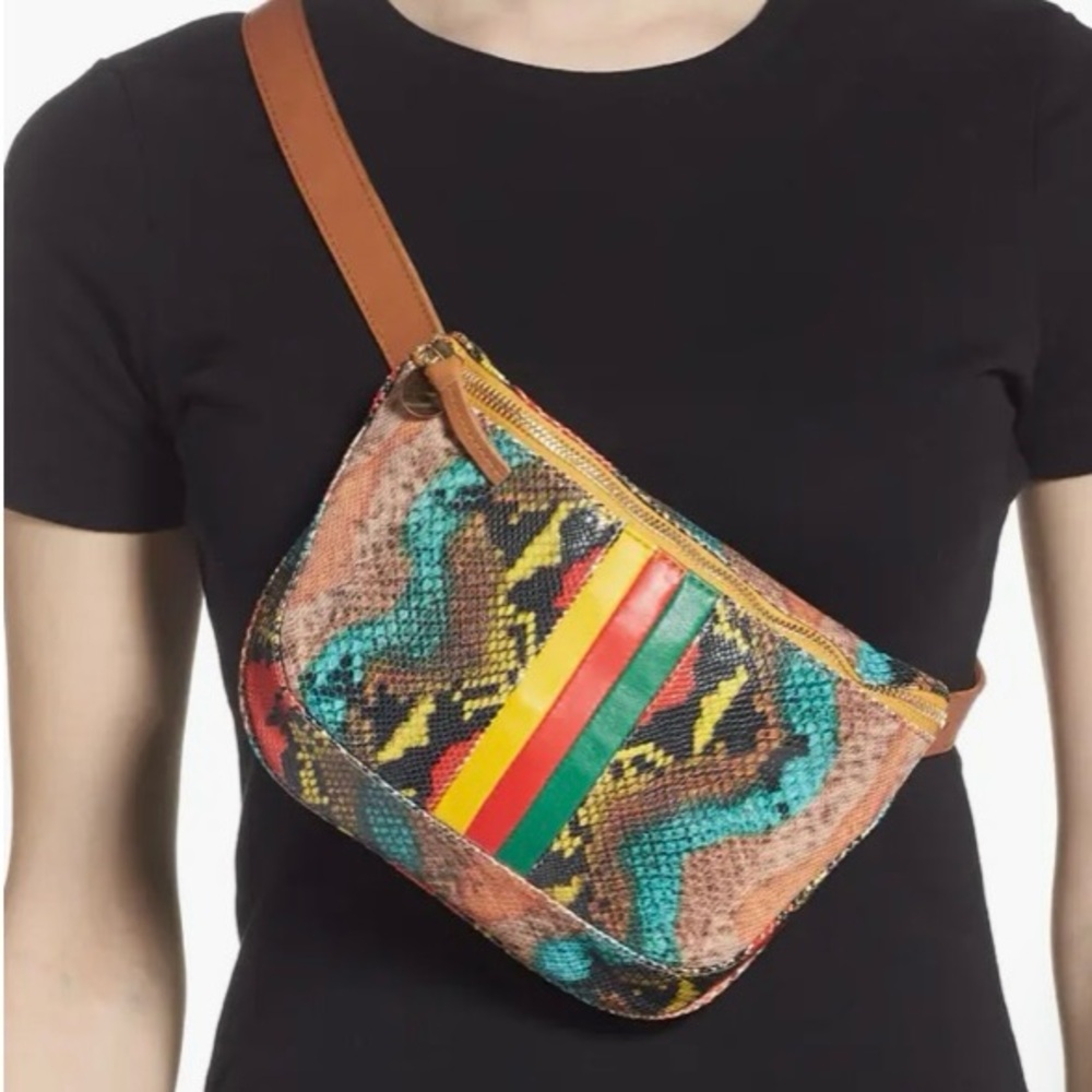 Clare V Snake Embossed Leather Belt Bag